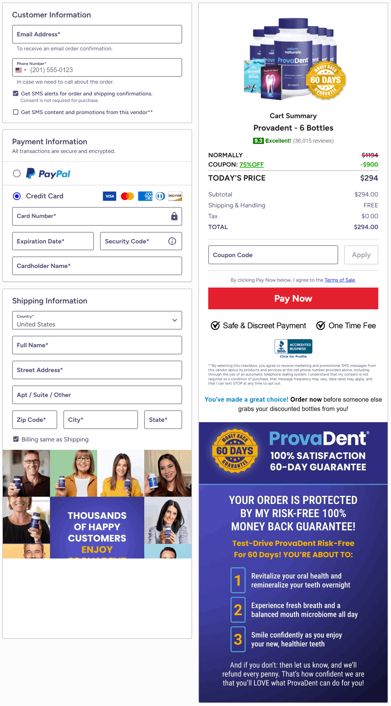 ProvaDent Secure Checkout Page